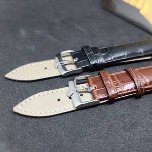 18/19/20mm Rolex Vintage Style Alligator Leather Strap Band with Buckle - Black